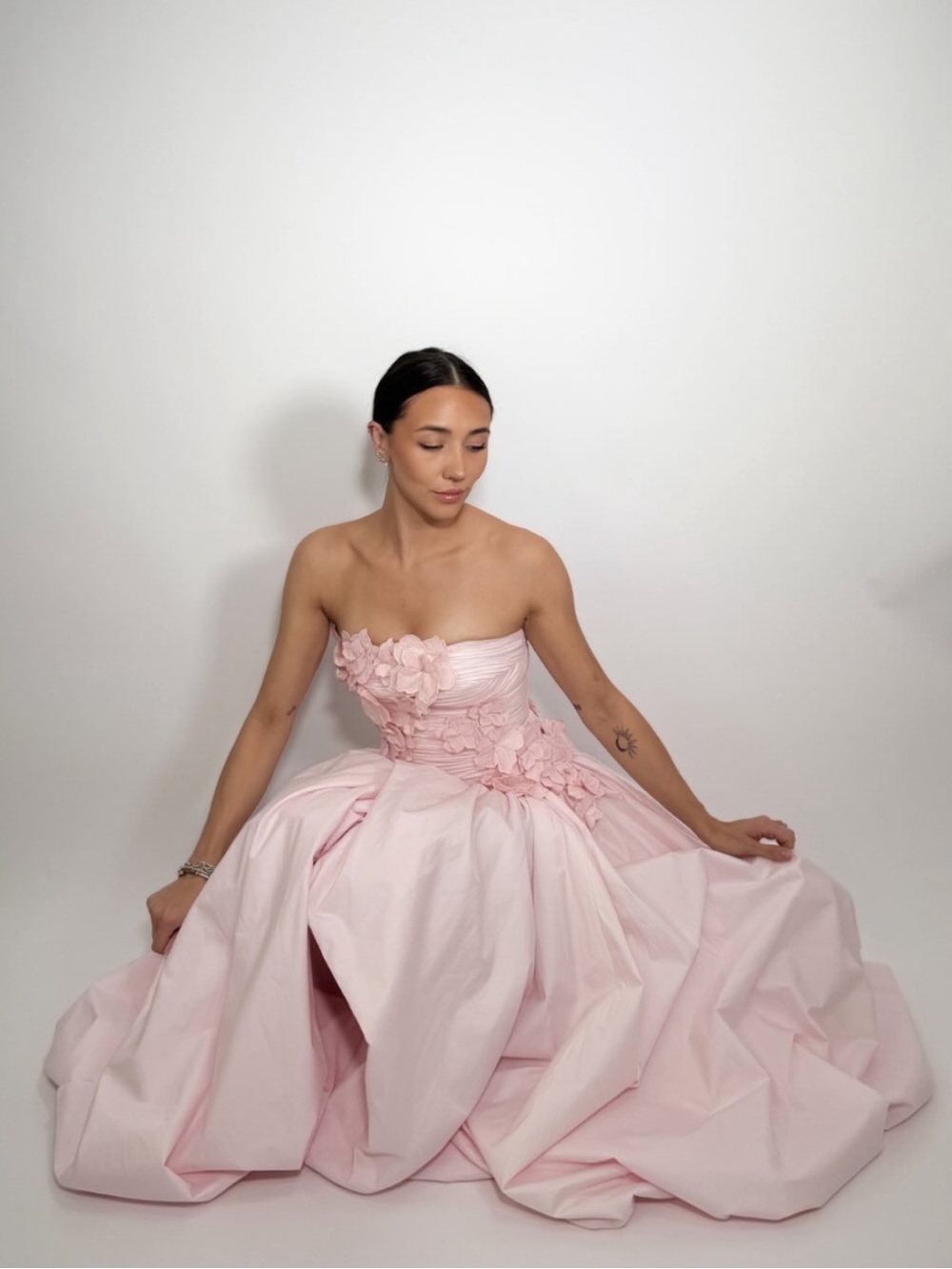 Aje Splendour Embroidered Floral Detail Strapless Gown Pastel Pink NEW with tags - Picture 13 of 14